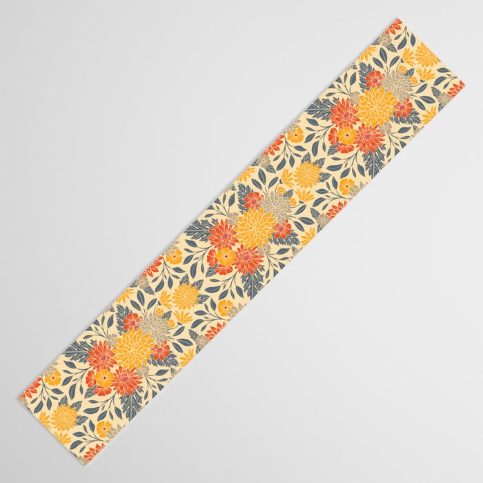Warm Yellow, Orange & Blue Floral Table Runner Gallery Image 3