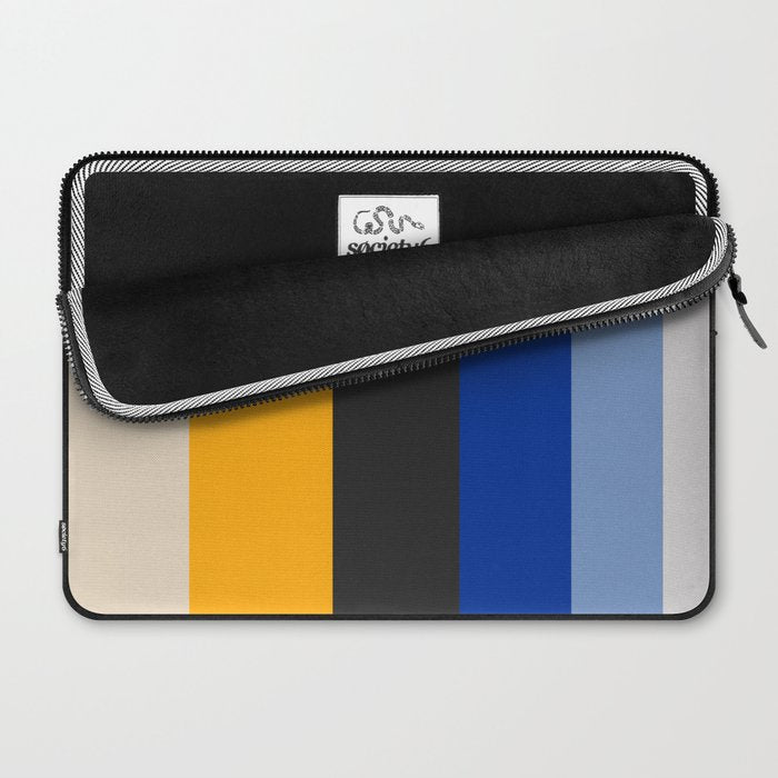 Complementary Blue & Yellow Colorful Geometric Pattern Laptop Sleeve Gallery Image 2