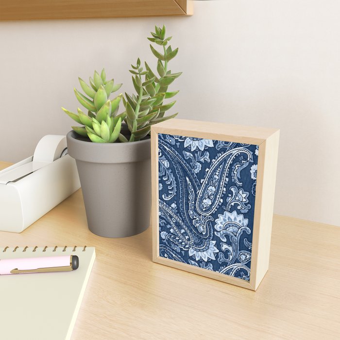 Blue indigo paisley Mini Art Print Gallery Image 2