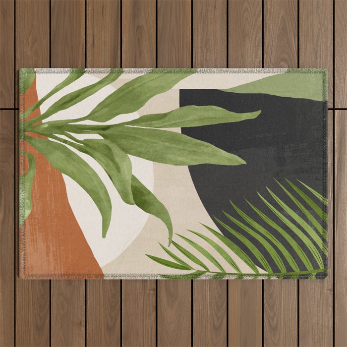 Abstract Art Tropical Leaf 11 Outdoor Rug Gallery Image 1