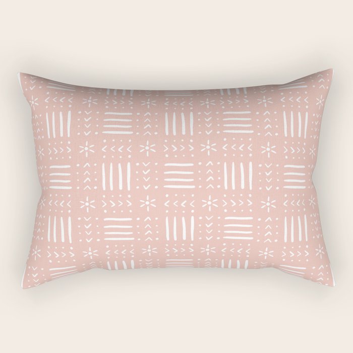 Mudcloth III (Blush Pink) Rectangular Pillow Gallery Image 1