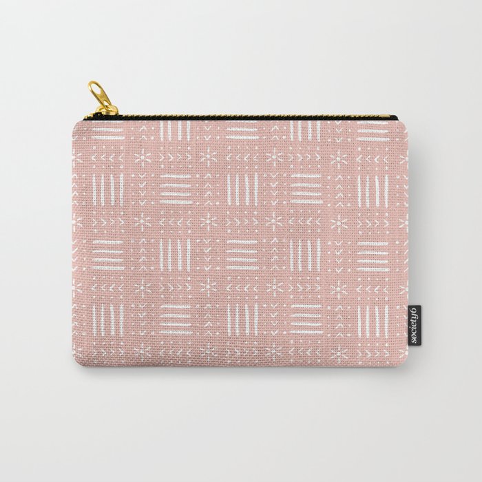 Mudcloth III (Blush Pink) Carry All Pouch Gallery Image 1