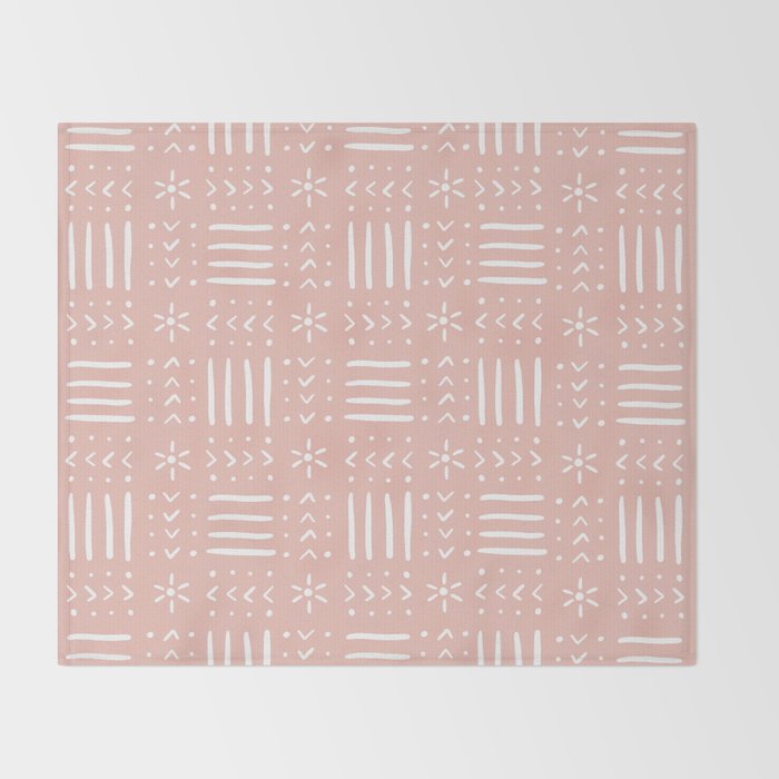 Mudcloth III (Blush Pink) Throw Blanket Gallery Image 2