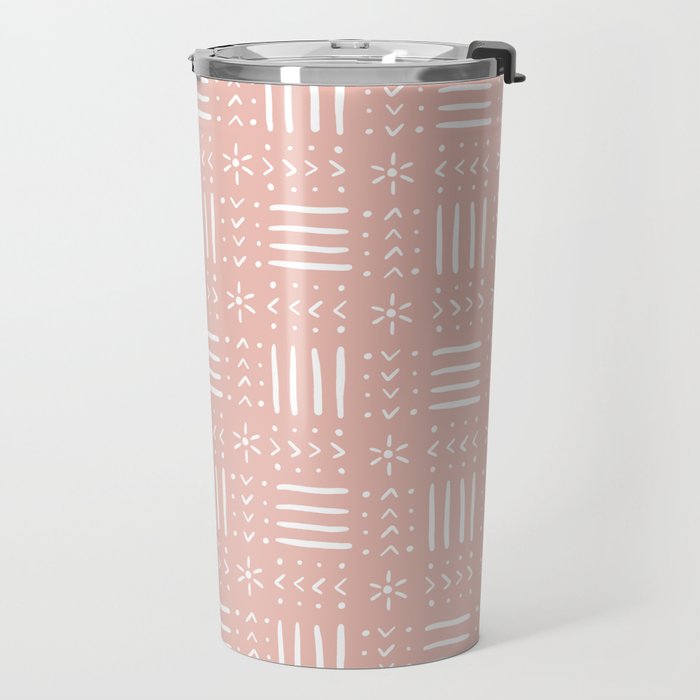 Mudcloth III (Blush Pink) Travel Mug Gallery Image 2