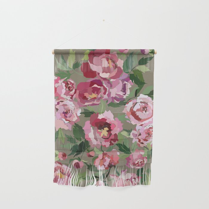 Happy peony medium gray background Wall Hanging Gallery Image 1