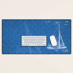 Sailboat Patent - Yacht Art - Blueprint Desk Mat Gallery Image 1