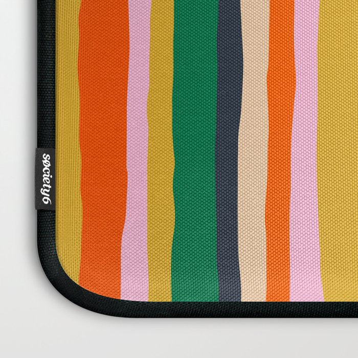 Colorful Summer Stripes Vertical Pattern Green Mustard Orange Pink Blue Laptop Sleeve Gallery Image 3