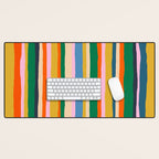 Colorful Summer Stripes Vertical Pattern Green Mustard Orange Pink Blue Desk Mat Gallery Image 1