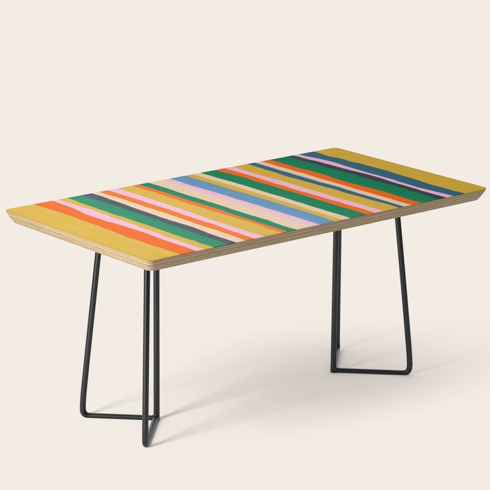 Colorful Summer Stripes Vertical Pattern Green Mustard Orange Pink Blue Coffee Table Gallery Image 1