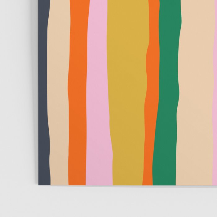 Colorful Summer Stripes Vertical Pattern Green Mustard Orange Pink Blue Poster Gallery Image 3