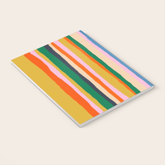 Colorful Summer Stripes Vertical Pattern Green Mustard Orange Pink Blue Notebook Gallery Image 3