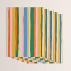 Colorful Summer Stripes Vertical Pattern Green Mustard Orange Pink Blue Wrapping Paper Gallery Image 3