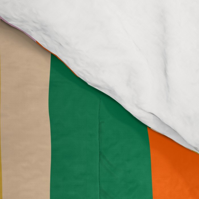 Colorful Summer Stripes Vertical Pattern Green Mustard Orange Pink Blue Comforter Gallery Image 4