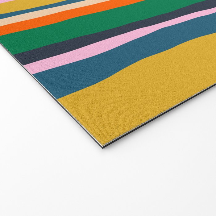 Colorful Summer Stripes Vertical Pattern Green Mustard Orange Pink Blue Welcome Mat Gallery Image 2