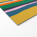 Colorful Summer Stripes Vertical Pattern Green Mustard Orange Pink Blue Welcome Mat Gallery Image 2