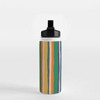 Colorful Summer Stripes Vertical Pattern Green Mustard Orange Pink Blue Water Bottle Gallery Image 2