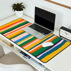 Colorful Summer Stripes Vertical Pattern Green Mustard Orange Pink Blue Desk Mat Gallery Image 2