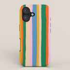 Colorful Summer Stripes Vertical Pattern Green Mustard Orange Pink Blue iPhone Case Gallery Image 1