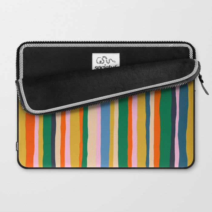 Colorful Summer Stripes Vertical Pattern Green Mustard Orange Pink Blue Laptop Sleeve Gallery Image 2