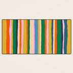 Colorful Summer Stripes Vertical Pattern Green Mustard Orange Pink Blue Desk Mat Gallery Image 3