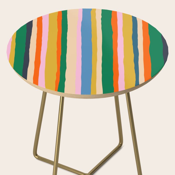 Colorful Summer Stripes Vertical Pattern Green Mustard Orange Pink Blue Side Table Gallery Image 2