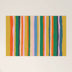 Colorful Summer Stripes Vertical Pattern Green Mustard Orange Pink Blue Welcome Mat Gallery Image 1