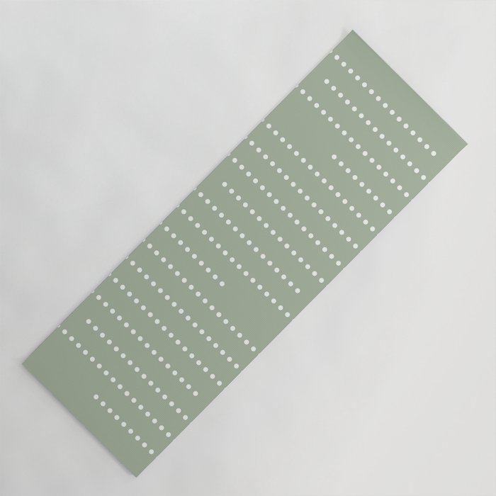 Sage Green and White Minimal Dots Pattern Yoga Mat Gallery Image 1