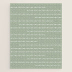 Sage Green and White Minimal Dots Pattern Jigsaw Puzzle Gallery Image 1