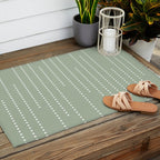 Sage Green and White Minimal Dots Pattern Outdoor Rug Gallery Image 2
