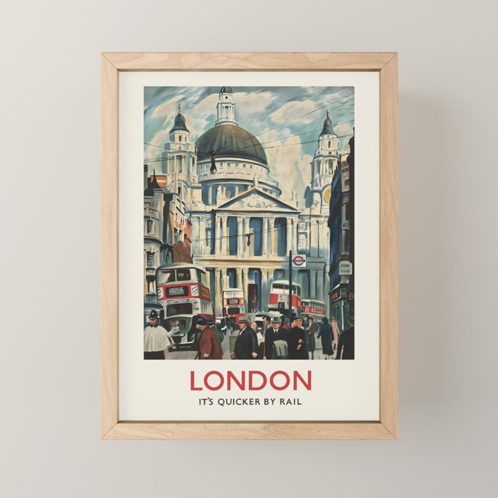 London, It's Quicker by Rail, 1939 Mini Art Print Gallery Image 1