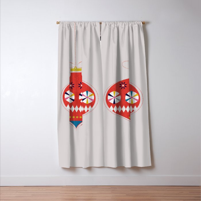 Festive red retro bauble Window Curtain Gallery Image 3