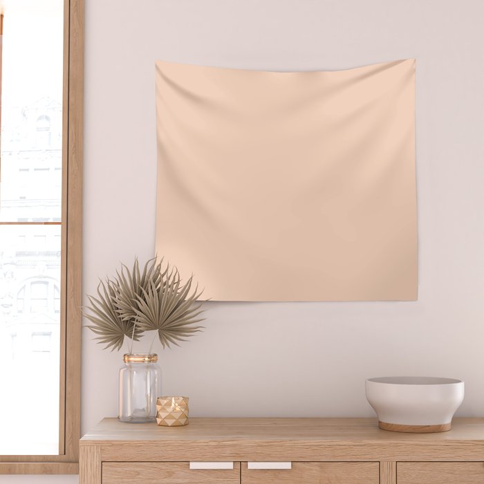 Soft Apricot Buff Solid Color Wall Tapestry Gallery Image 2