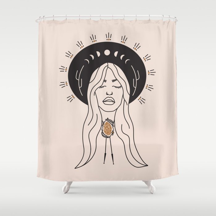 Desert Angel in Black & Cream Shower Curtain Gallery Image 1