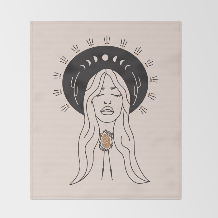 Desert Angel in Black & Cream Throw Blanket Gallery Image 2