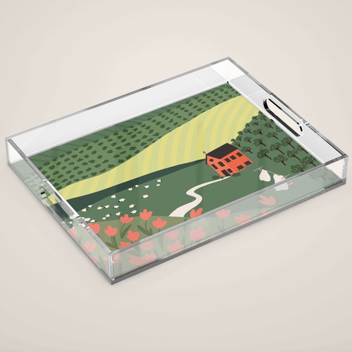 Idyllic Orchard Landscape Acrylic Tray Gallery Image 1