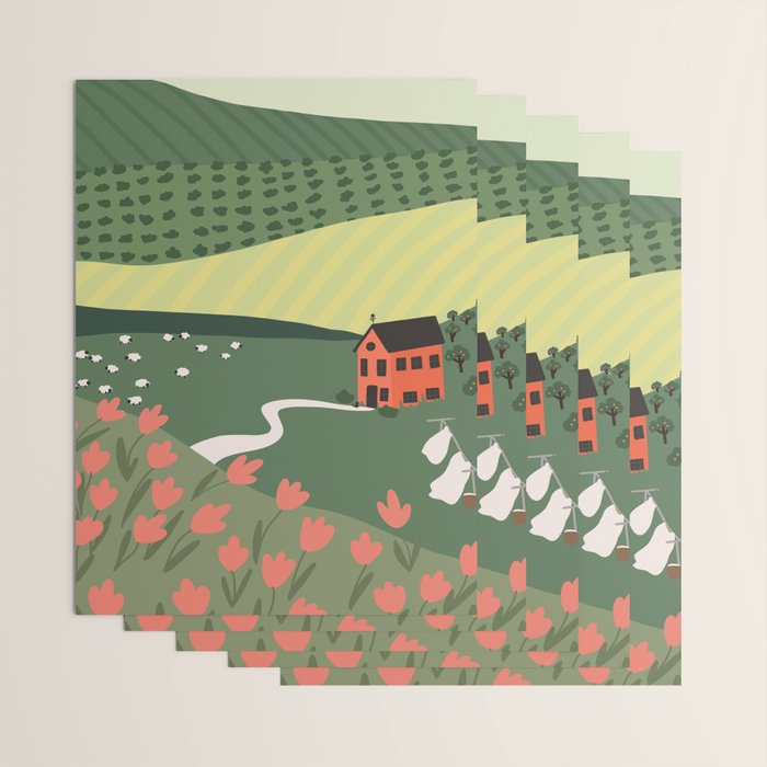 Idyllic Orchard Landscape Wrapping Paper Gallery Image 3