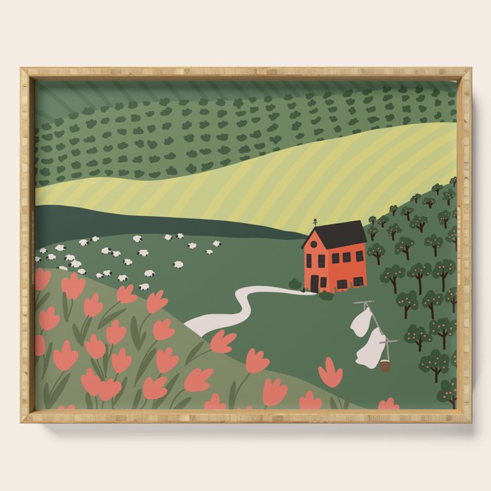 Idyllic Orchard Landscape Serving Tray Gallery Image 1