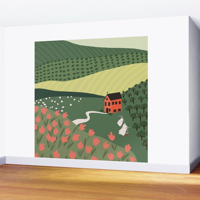 Idyllic Orchard Landscape Wall Mural Gallery Image 2