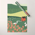 Idyllic Orchard Landscape Wrapping Paper Gallery Image 1