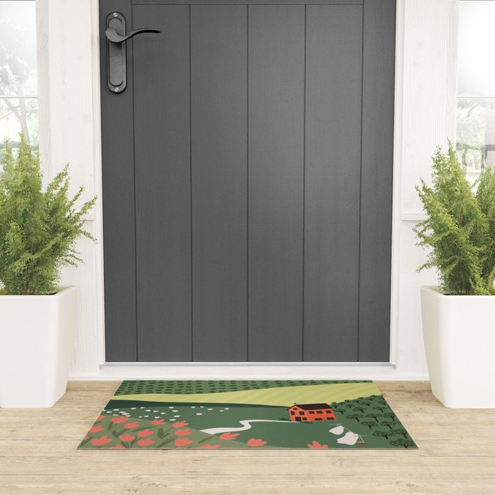 Idyllic Orchard Landscape Welcome Mat Gallery Image 3