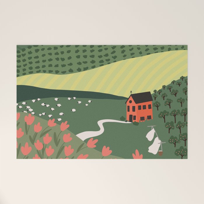 Idyllic Orchard Landscape Welcome Mat Gallery Image 1