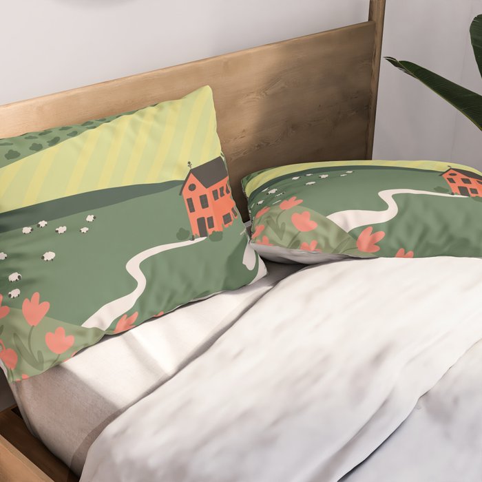 Idyllic Orchard Landscape Pillow Sham Gallery Image 2