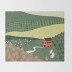 Idyllic Orchard Landscape Throw Blanket Gallery Image 2