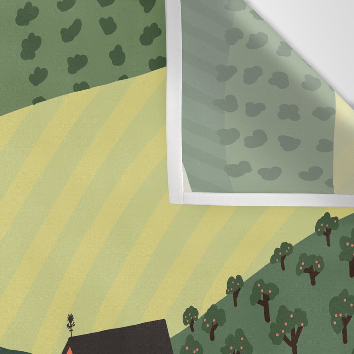 Idyllic Orchard Landscape Wall Tapestry Gallery Image 3