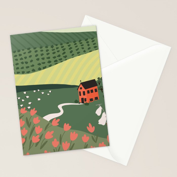 Idyllic Orchard Landscape Stationery Card Gallery Image 2