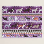 Fluffy and bright fair isle knitting doggie friends // seance purple and east side violet background brown orange white and grey dog breeds  Jigsaw Puzzle Gallery Image 1