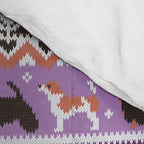 Fluffy and bright fair isle knitting doggie friends // seance purple and east side violet background brown orange white and grey dog breeds  Comforter Gallery Image 4