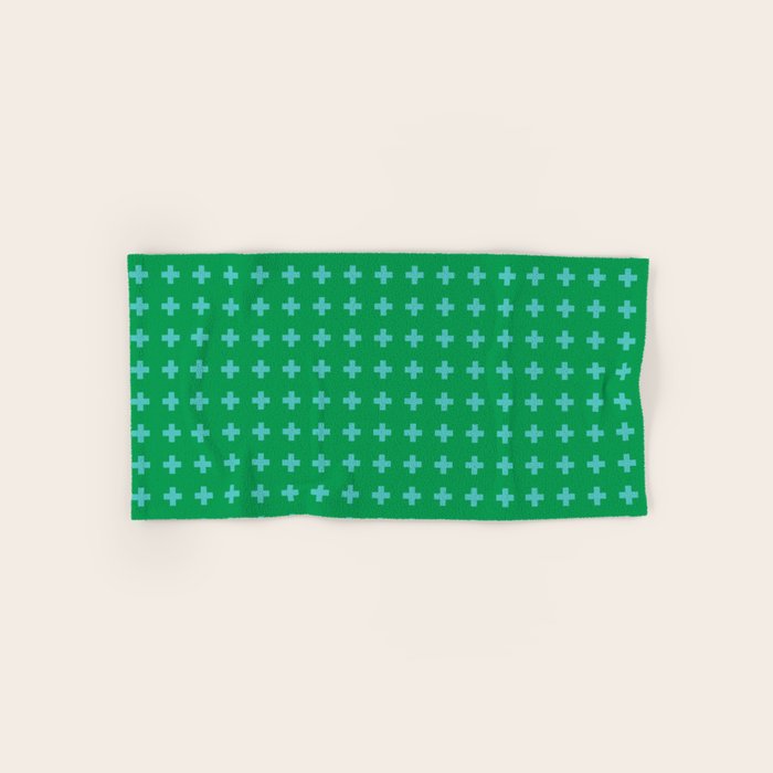 Swiss Cross Symbol in Blue & Green Bath Towel Gallery Image 1