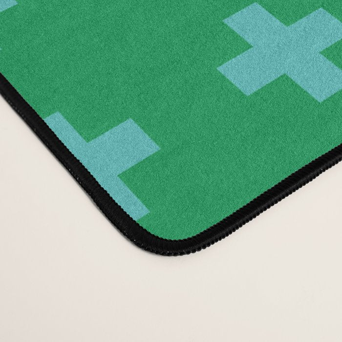 Swiss Cross Symbol in Blue & Green Desk Mat Gallery Image 4