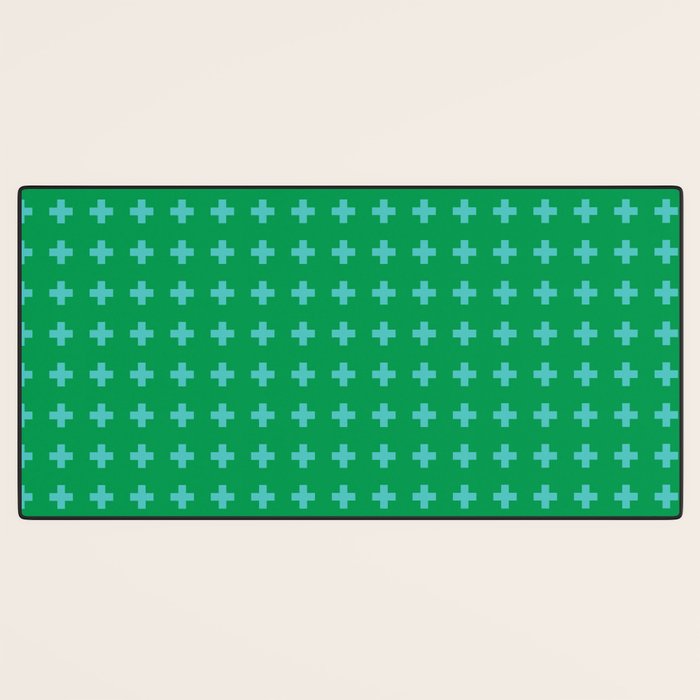 Swiss Cross Symbol in Blue & Green Desk Mat Gallery Image 3